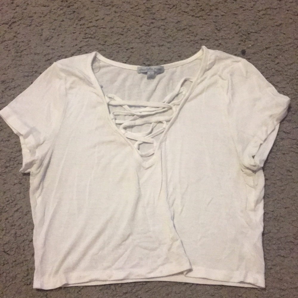 White lace Charlotte Russe crop top